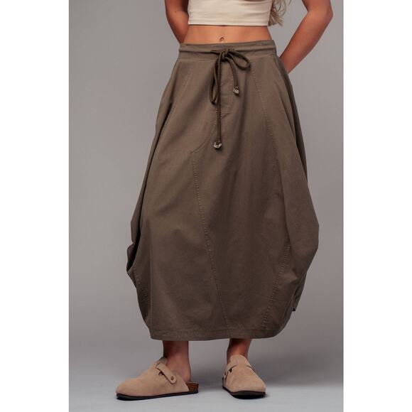 Urban Daizy Balloon Hem Drawstring Maxi Skirt - Picture 6 of 8